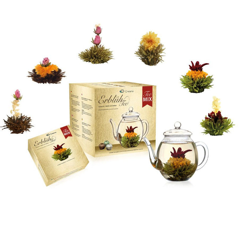 Creano Gift Set & Pot, Tea Flower White, Green, Black Tea